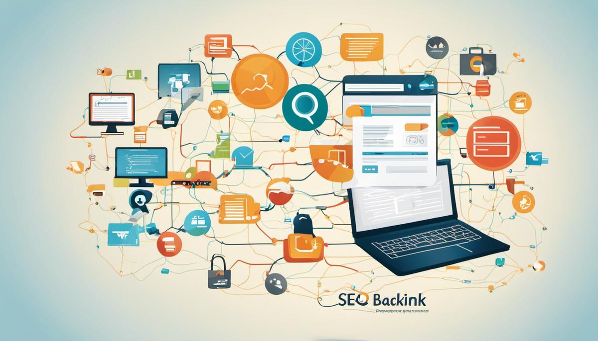 Illustration of interconnected websites representing backlinks in SEO