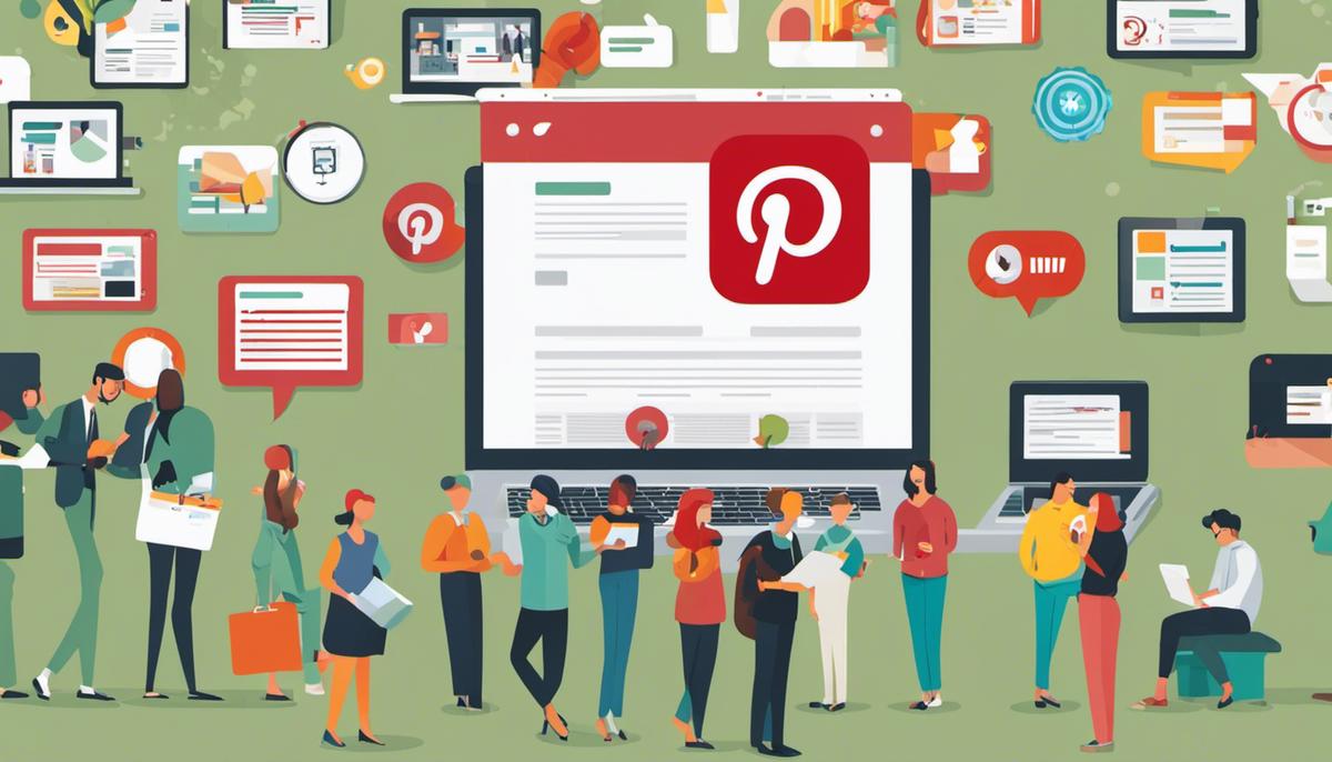 A group of people using Pinterest on different devices, highlighting the platform's popularity and effectiveness for marketing initiatives.