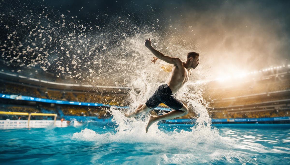 Image description: A person diving into a pool with numbers as water splashes indicating the statistical analysis in sports betting.