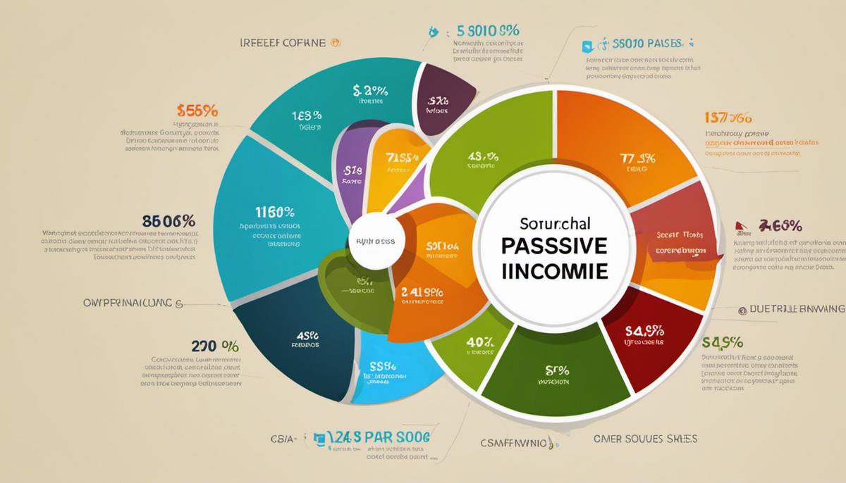 A colorful pie chart showing different sources of passive income.