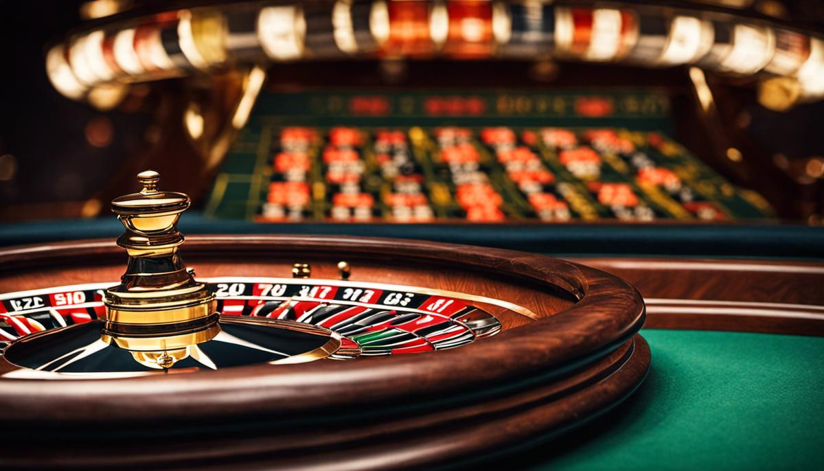 Image of a roulette wheel with different betting strategies represented by chips on the table.