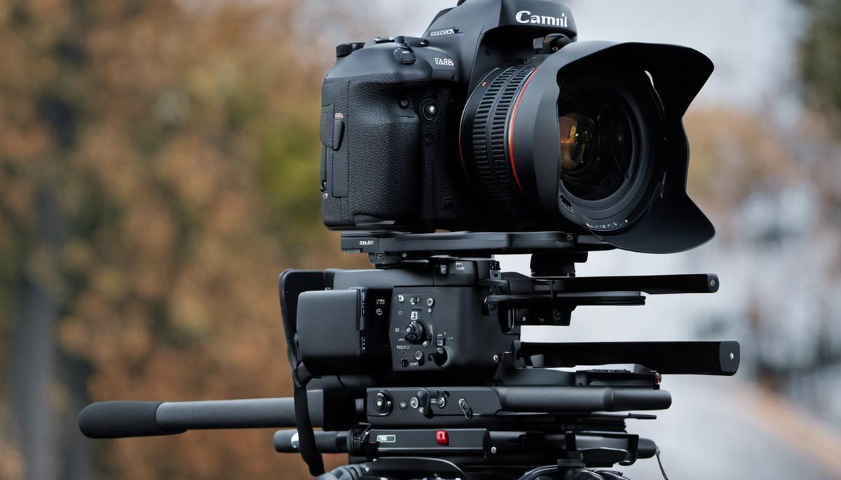 A group of professional camera equipment for shooting stock footage