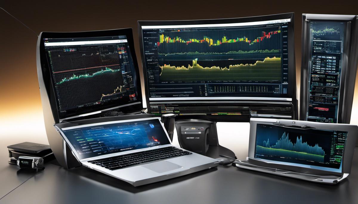 A group of various technology stocks displayed on a computer screen.
