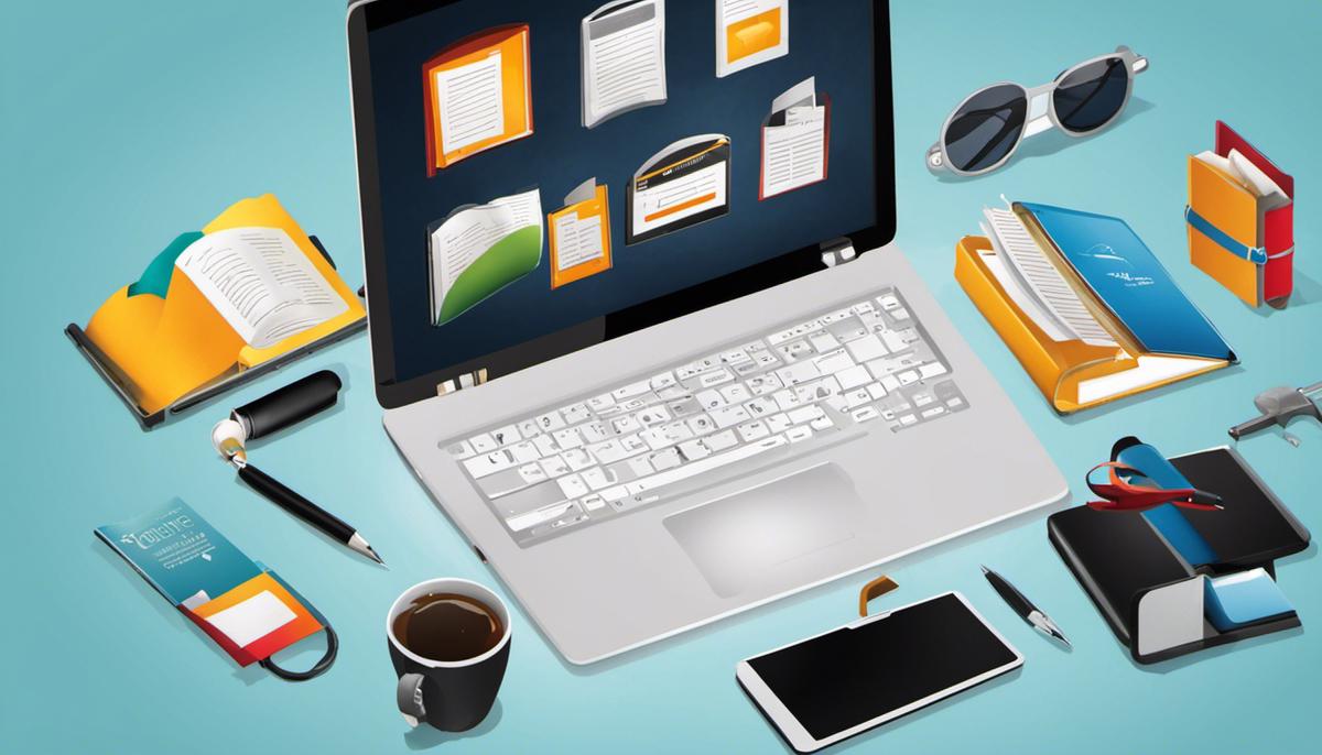 Image depicting various tools for eBook creation, such as writing programs, design tools, editing software, and converter options.