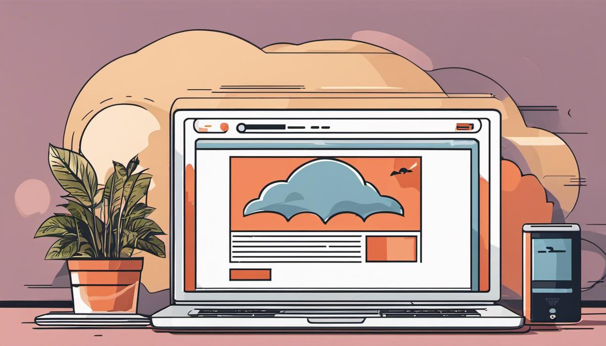 Illustration of a laptop with a website displayed on the screen