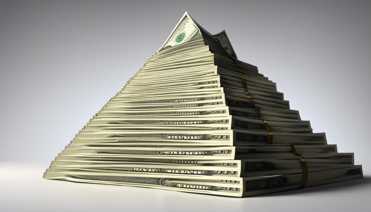 A stack of dollar bills with a rising arrow symbolizing the potential growth of wealth through value investing.